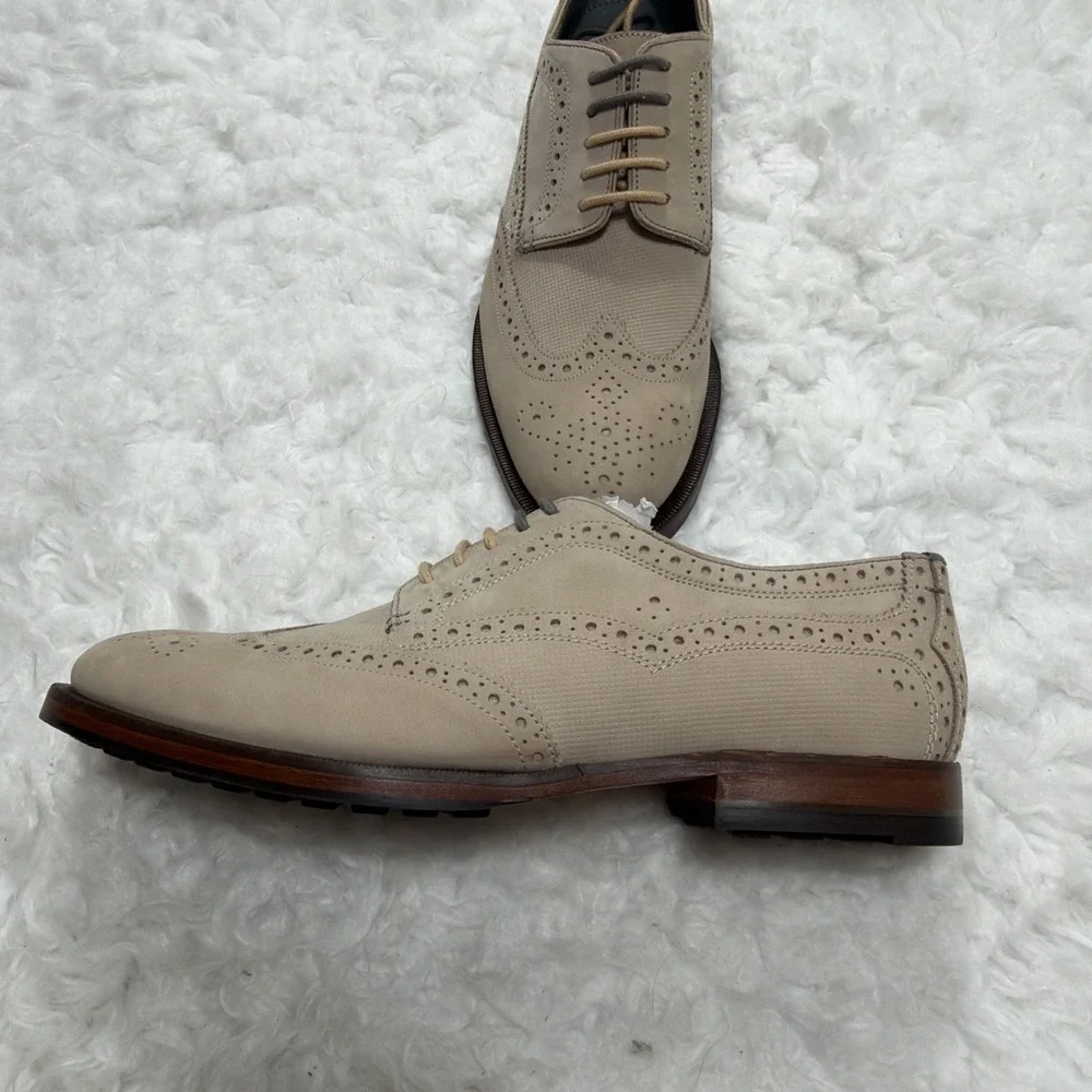 TED BAKER LONDON Brogue Derby Oxford Dress Shoes In Sand Tan Nubuck Suede Men 10
